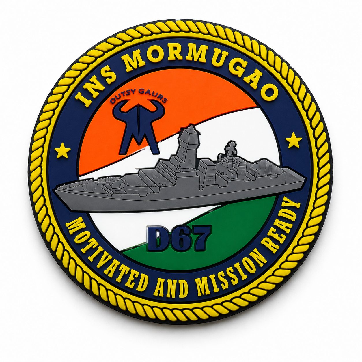 INS Mormugao naval crest fridge magnet in full relief